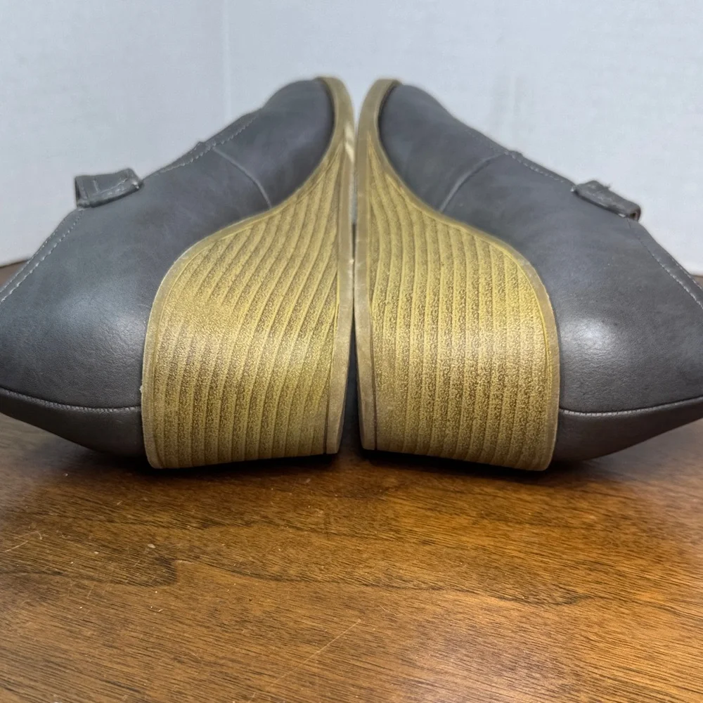 JG JGoods Vionic Womens Radia Gray Wedge Mary Jane Heels Shoes Gray, sz 7